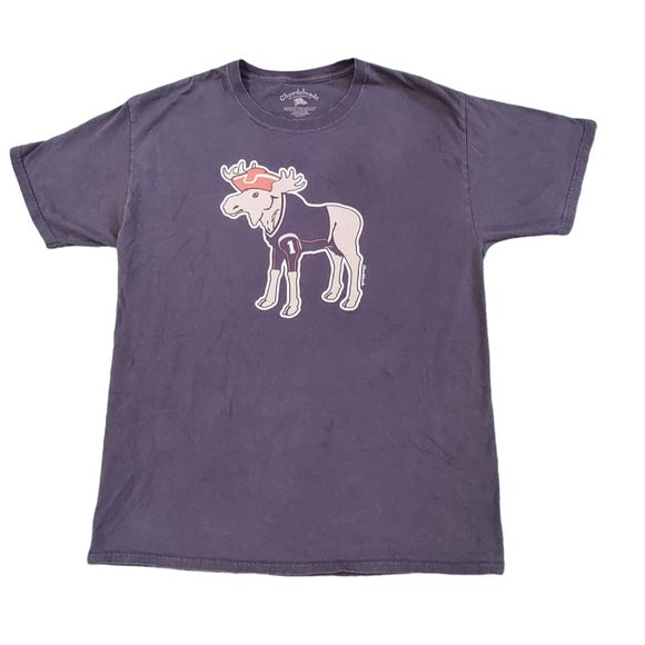 Chowdaheadz New England Moose T-Shirt Blue Printed In USA Graphic Tee Size L - Picture 1 of 8